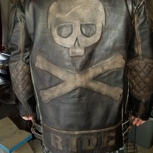 Men leather motorcycle jacket, never worn